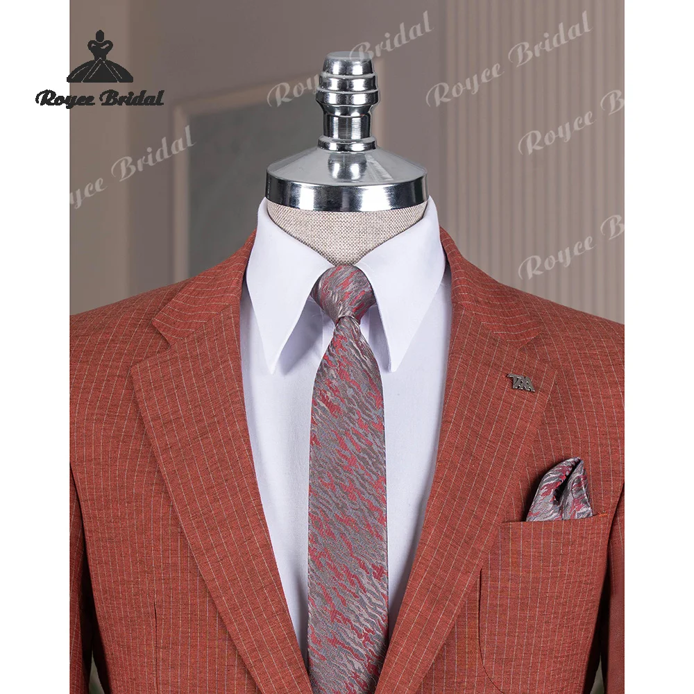 Red Stripes Two Piece Single Breasted Wedding Men's Suit 2026 Notch Lapel Formal Business Evening Suits costume homme mariage