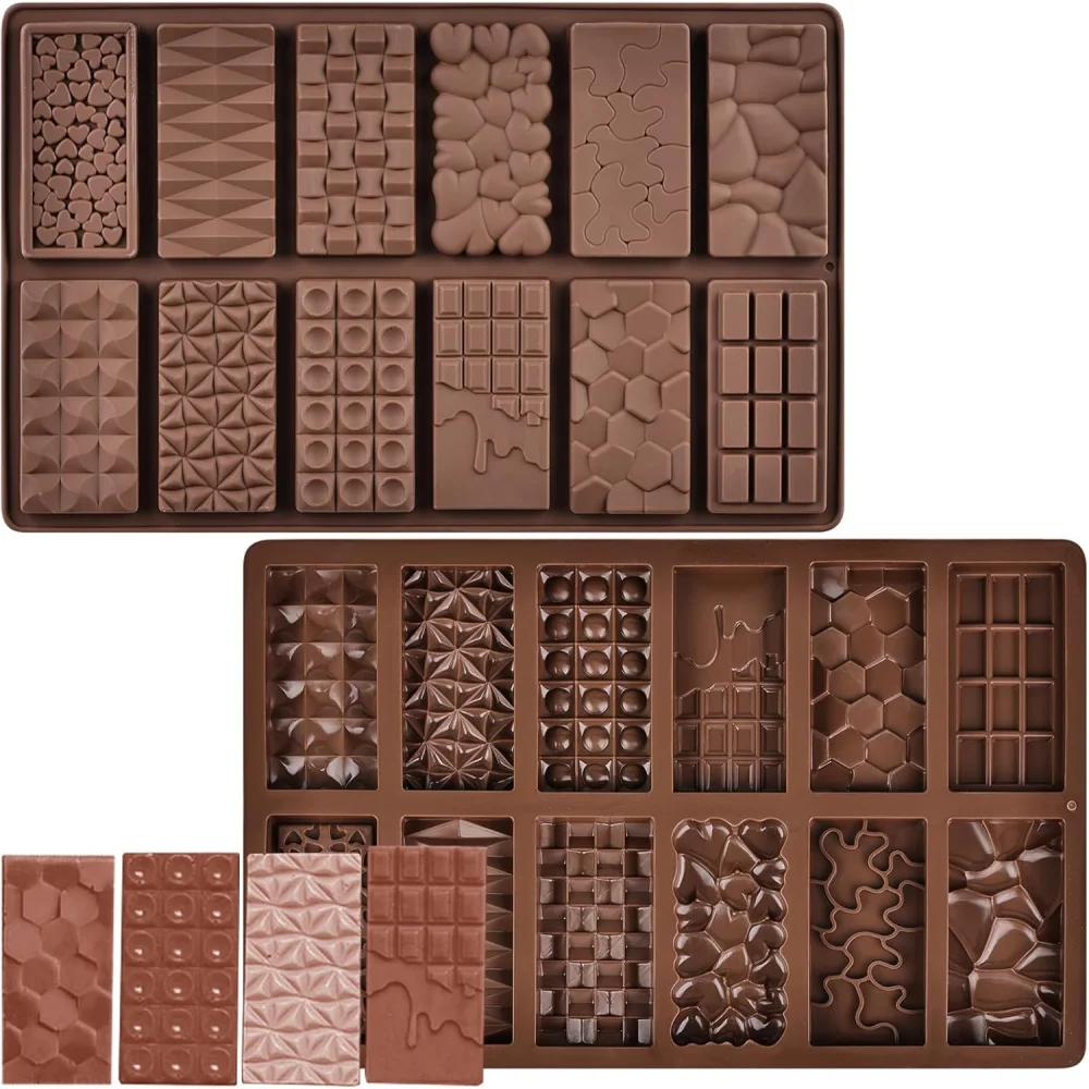 Moldes para Barras de Chocolate, Moldes de Silicona Antiadherentes para Barras de Pistacho Rellenas de Chocolate, Molde Desmontable para Decoración de Pasteles