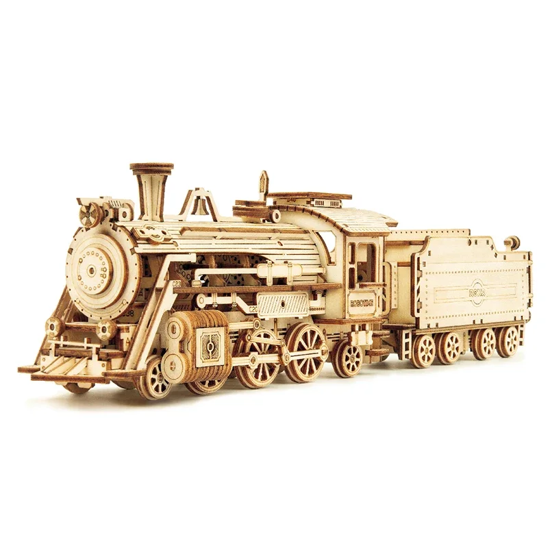 Robotime Rokr 3D drewniane puzzle zabawki Montessori pociąg parowy, jeep wojskowy, ciężka ciężarówka zestawy do budowania modeli dla dzieci — zdjęcie produktu 7
