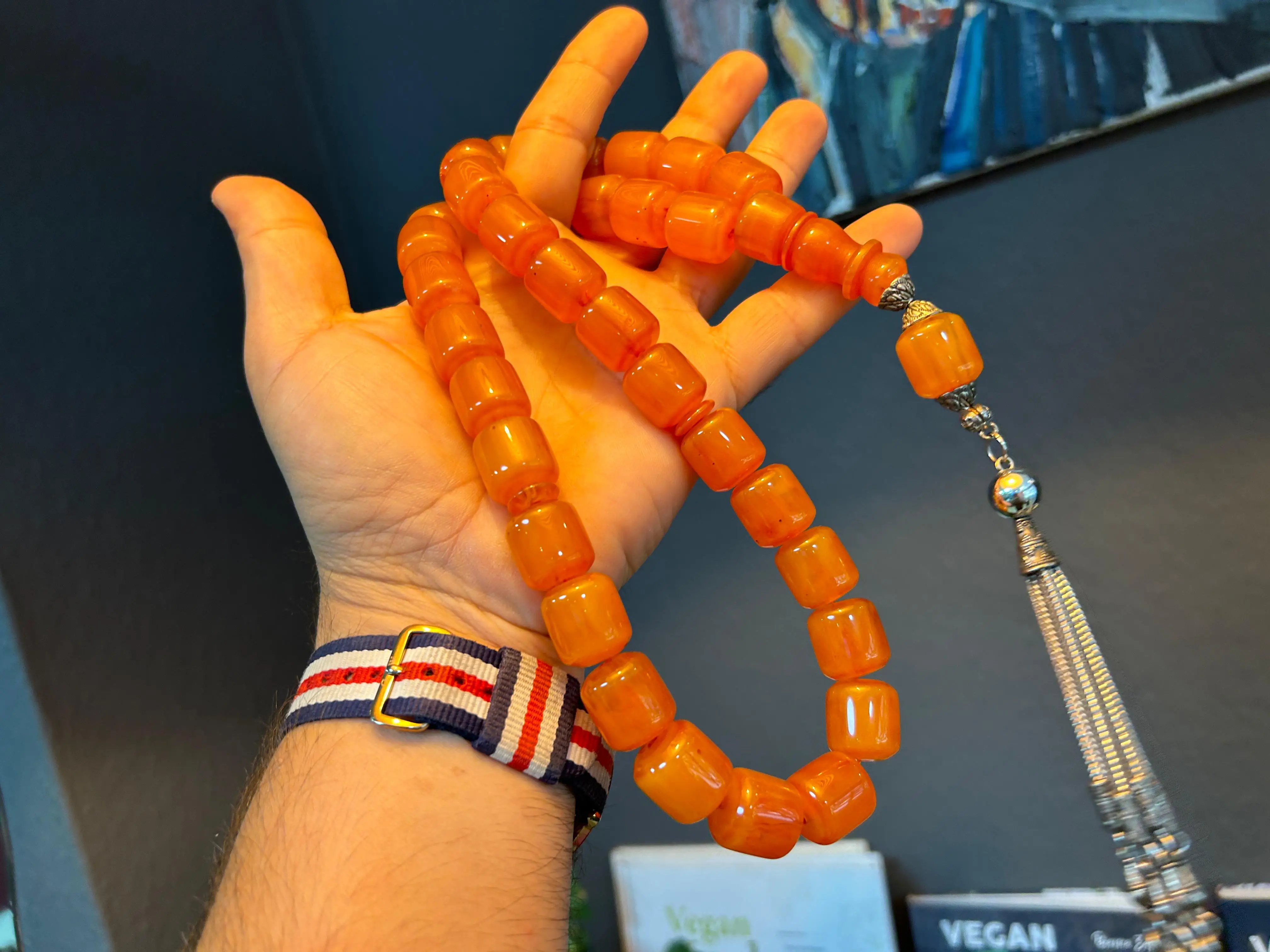 

Orange Bakelite Ottoman Rare Faturan German Amber Sandalous Misbaha Prayerbeads Rosary Tasbih Tesbih İslam Subha T31