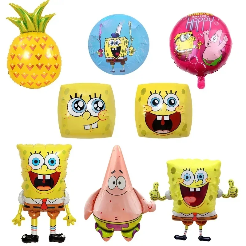 SpongeBob Schwammkopf Thema Kinder Alles Gute zum Geburtstag Babyparty Zeremonie Bunte Party Dekoration Ballon Set Überraschungsgeschenk
