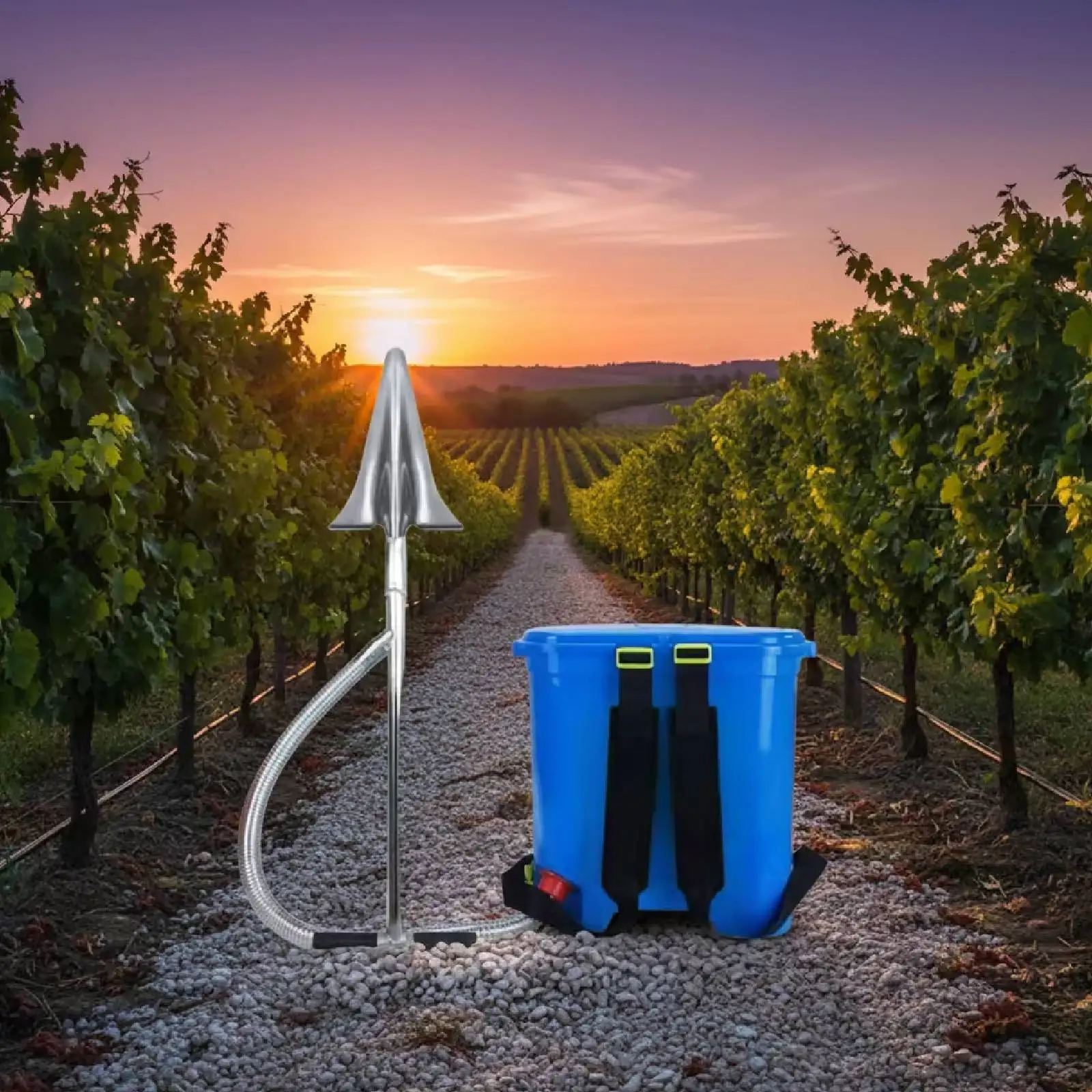 Multi-Functional Subterranean Fertilizing Tool Backpack Hard Ground Compatible Agricultural Amendment Spreader for Tree Care Man