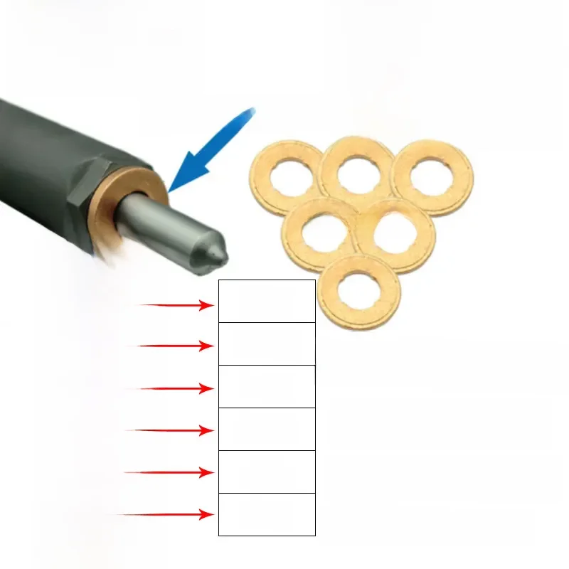 9001-850C Cuivre Cale F00VC17503 Clip Rondelle F00VC17505 Buse Cuivre Rondelle F00VC17504 Joint pour BOSCH DELPHI Injecteur