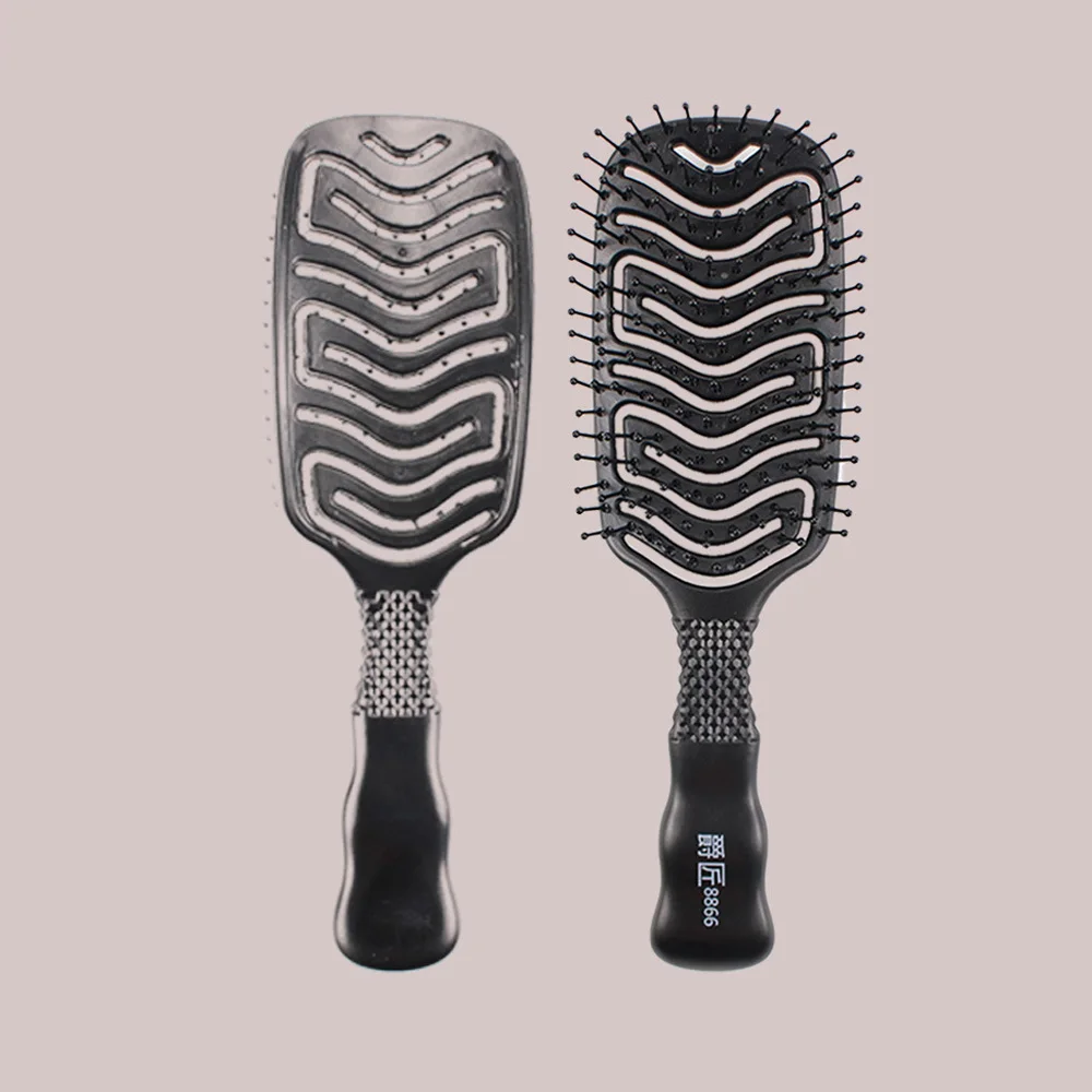 Pro Flexible Hairbrush Fluffy Shape Dry and Wet Hair Brush For Long Scalp Massage Comb Curved Accept Custom Logo No Reviews