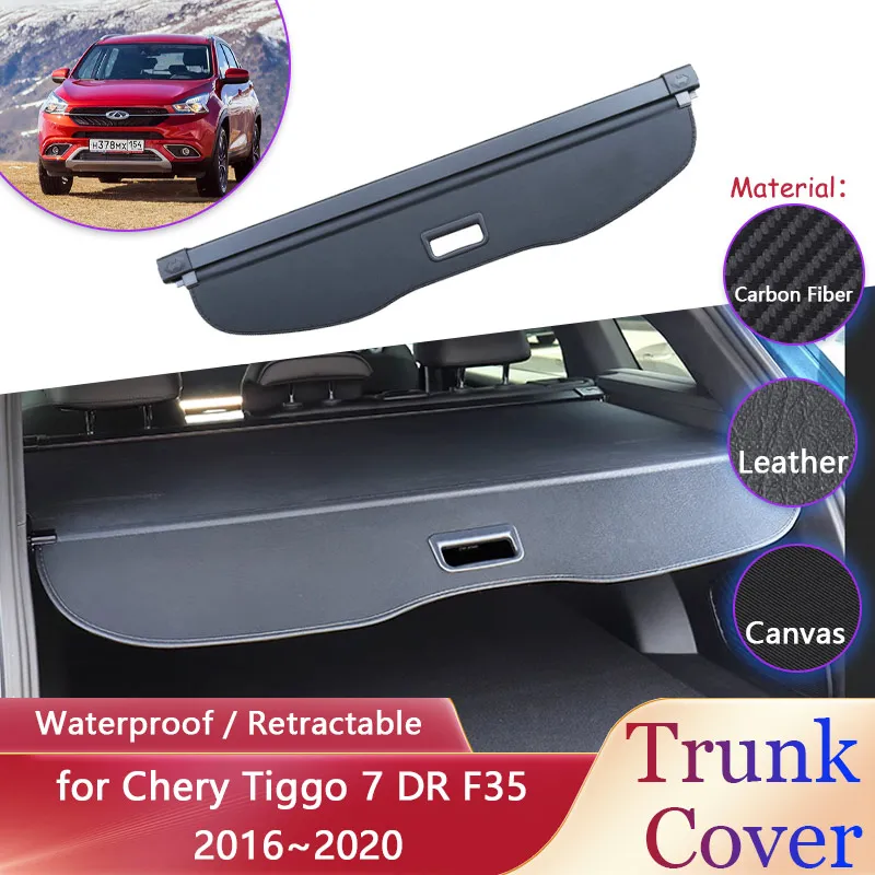 Car Trunk Curtain for Chery Tiggo 7 DR F35 2016~2020 2017 2018 Waterproof Retractable Luggage Rack Cargo Pad Covers Accessories