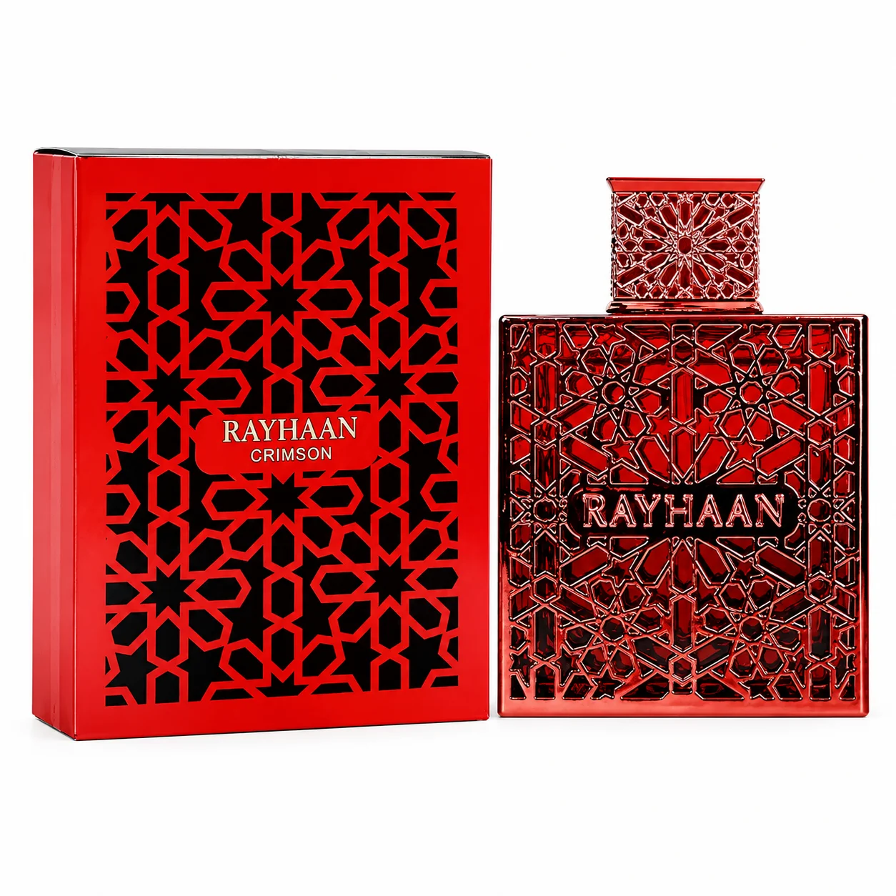 Luxury Red Hollow Metal Rayhaan Crimson Mens Cologne Long Lasting Arabic Oriental Scent Men Perfume Eau De Toilette Gift Box For Men Holiday Present view 7