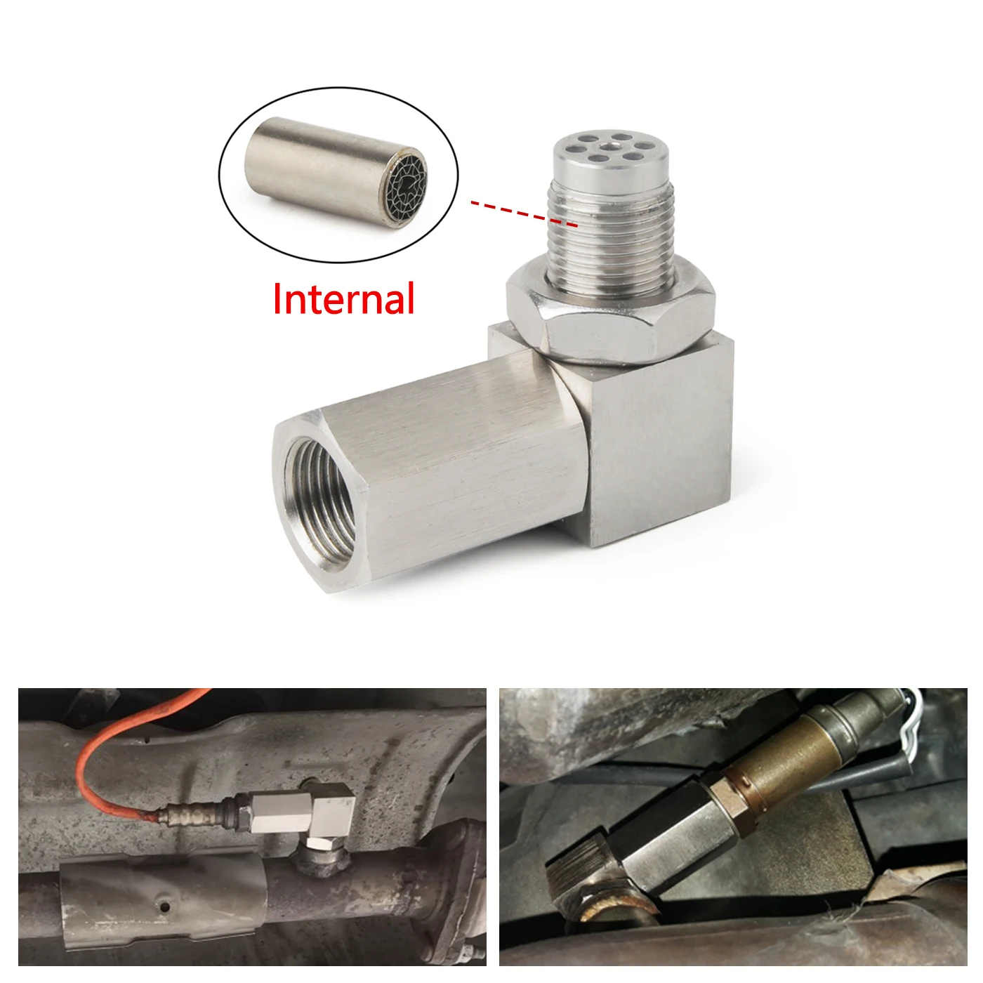 Automotive Abgasschalldämpfer Luft-Kraftstoff-Verhältnis Sauerstoffsensor-Schutzschild 90 ° 304 Edelstahl Mit Katalysator