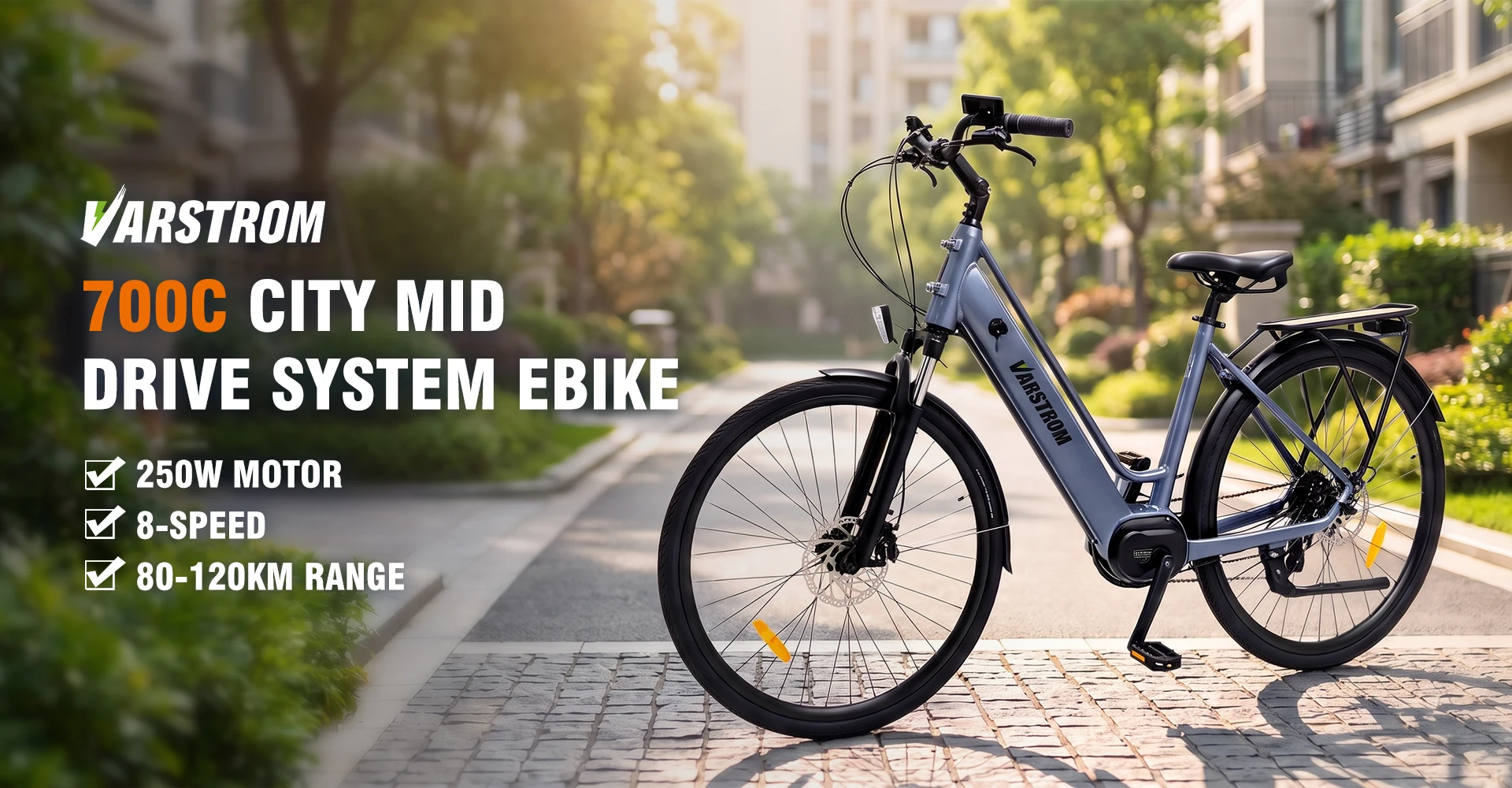[ Zollfrei ] Varstrom 28" 700C E-Bike für Pendler, 120 km Reichweite, BAFANG M200 250W, 36V 13Ah 468Wh Akku, Geschwindigkeit 25 km/h, 8 Gänge, Scheibenbremsen E-Bike, Versand aus Polen – Detail 1