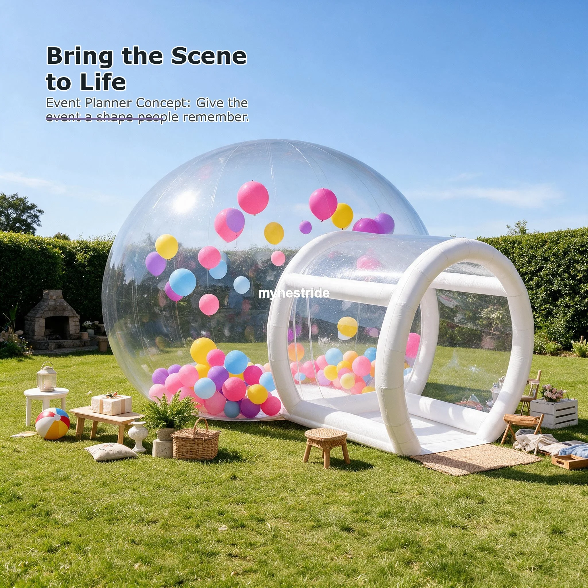 Dôme gonflable transparent WBA4186 |   Maison Bulle - Rendez le concept de votre prochain événement difficile à ignorer - Forme arrondie et distinctive : Encadrez le