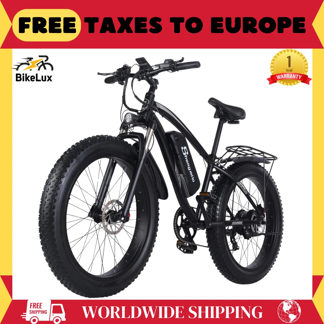 MX02S 26 Inch Electric Bike 1000W Adult Ebike 26*4.0 Fat bike electric 48V17AH Lithium Battery Wide Tyre Men's E-Mountain bike