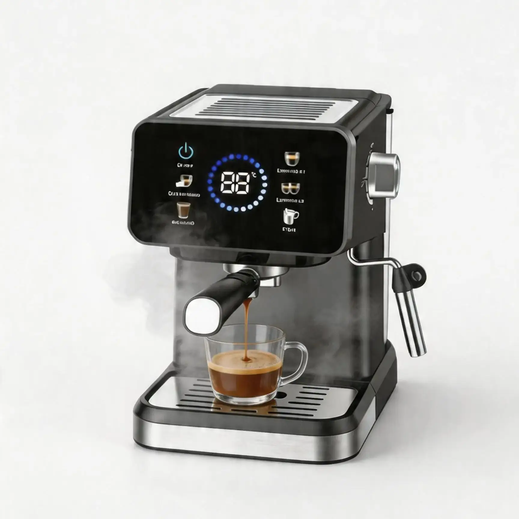 Cafetera 20 Bares con ColdBrew y Pantalla Táctil: Café Frío, Espresso y Cappuccino Profesional - 1050W, Vaporizador y Tanque 1.5