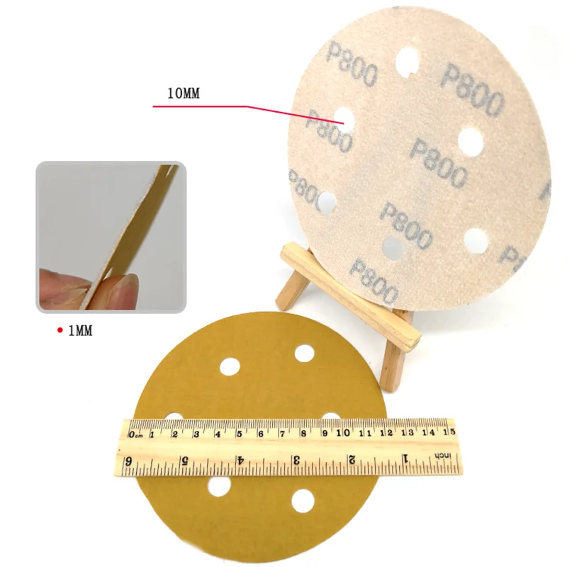 5 Inch 125mm Round Dry Sanding Discs Grit 40-800 Hook & Loop Sandpaper 6 Hole