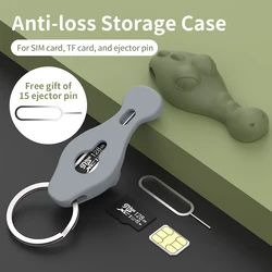 15PCS SIM Card Removal Needle Pin & Anti-lost Tray Charm Keychain Split Rings Phone SIM TF Card Storage Case Ejecter Tool Needle