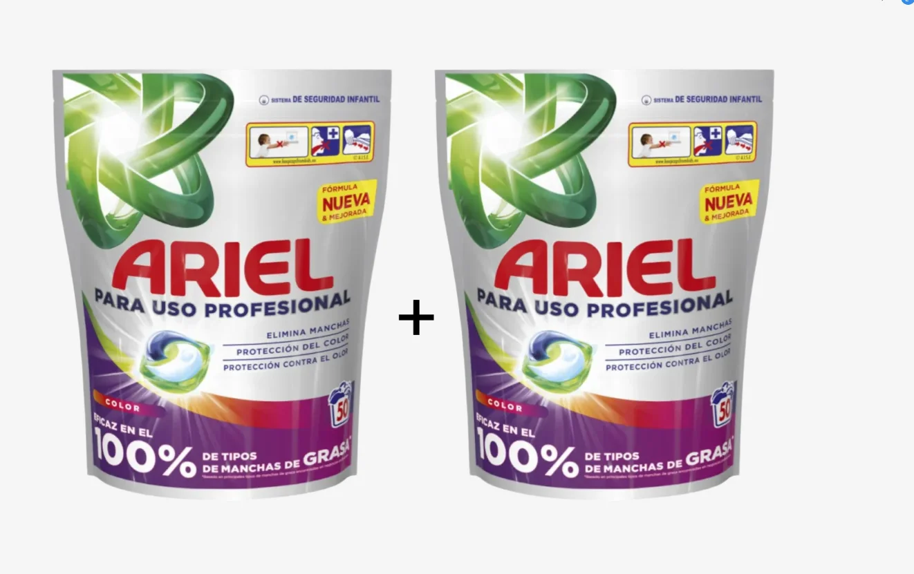 Ariel Pods Profesional COLOR 100 Lavados | Pack 2 Bolsas de 50 Cápsulas | Elige Original o Protección del Color | Detergente Lavadora Todo en 1 Elimina Manchas Difíciles y Olores | Limpieza Profunda