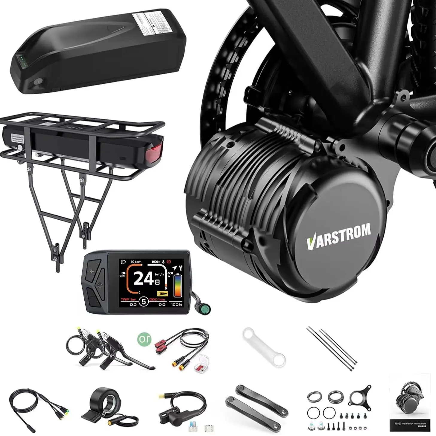 Zestaw silnika centralnego TongSheng Torque Sensor TSDZ8 750W - Zestaw do konwersji roweru elektrycznego 48V 750W z wyświetlaczem EKD01 i opcjonalną baterią, kompatybilny z rowerami górskimi/szosowymi — 2