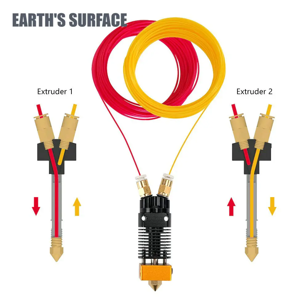 Pieza de impresora ES-3D CR-10/Ender-3, 2 en 1, salida de doble Color, todo Metal, Hotend con Cable de impresión, j-head para CR-10/Ender 3, piezas