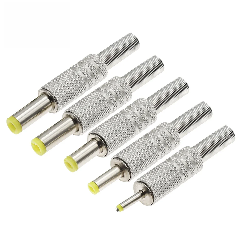 5 pièces 5.5X2.5MM 5.5X2.1mm 4.8X1.7mm prise d'alimentation cc prise mâle adaptateur de connecteur en métal avec tête jaune 4.0*1.7mm 2.5*0.7mm