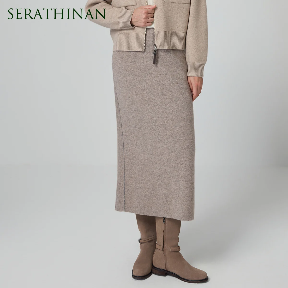 BL3521285 Luxury Women’s Cashmere Wool Knit Skirt High Waist Autumn Winter Soft Ribbed Knitwear Skirt