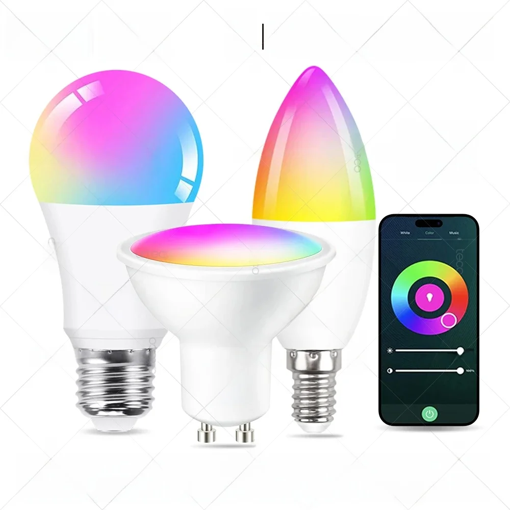 Tuya E27 E14 GU10 żarówka WIFI Zigbee Bluetooth, ściemnialna inteligentna lampa LED 2700-6500K RGB, żarówka LED współpracuje z Alexa Amazon Google — zdjęcie 2