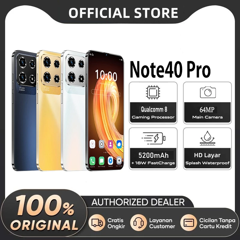 

Global Vesion Note 40 Pro Mobile Phone 6.8“ HD SmartPhone 8G+256G 5G Dual Sim Celulares Android Unlocked 64MP 5200mAh Cell Phone