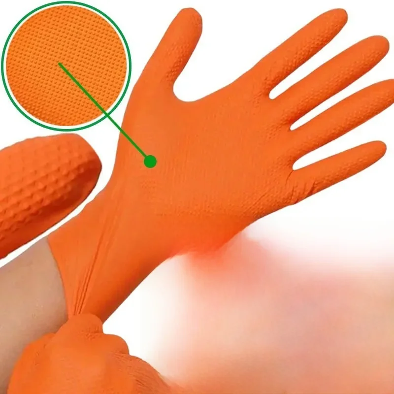 Gants en Nitrile robustes 8Mil, gants jetables industriels pour mécanicien Extra épais avec poignée texturée, gants de travail de sécurité antidérapants