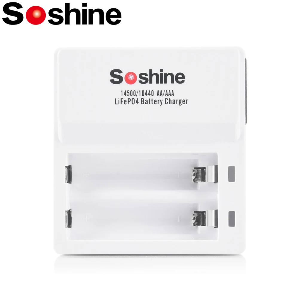 Soshine Li-FePO4 3.2V 14500 10440 Battery Charger Li-FePO4 AA AAA Smart Charger F7 2 Slot Batteries Charger with US EU Cable