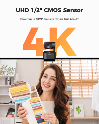 Imagen 2 del producto OBSBOT Tiny 2 Lite 4K Webcam para PC, cámara de transmisión PTZ de seguimiento AI con sensor de 1/2"", control de gestos, 60 FPS, HDR, micrófono