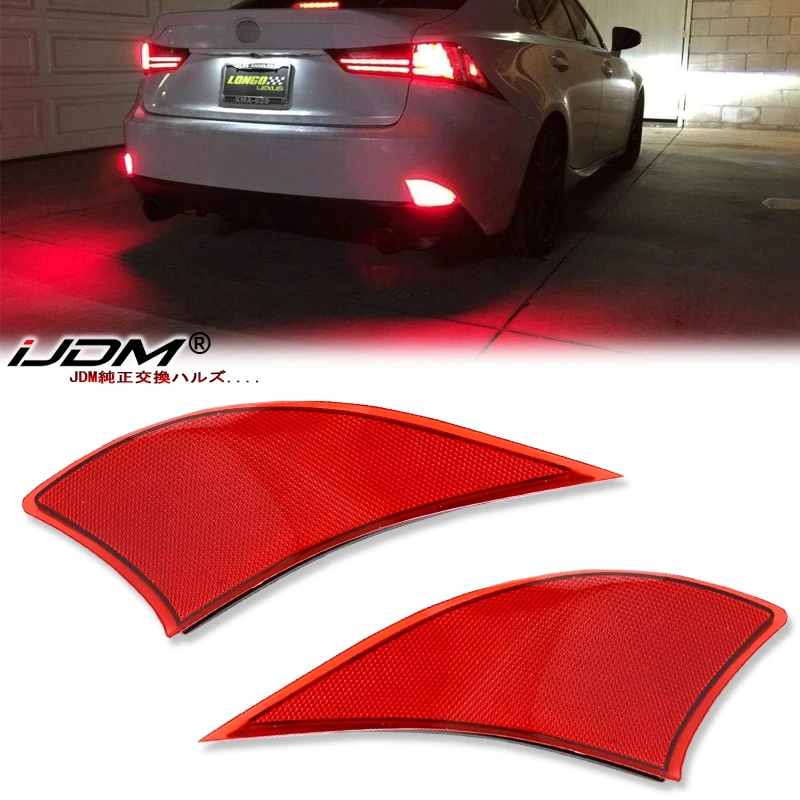2x Red Lens LED Rear Bumper Reflector Brake Stop Tail Light Lamps For 2013+ Lexus IS 250 350 F-Sport XE30 IS300h