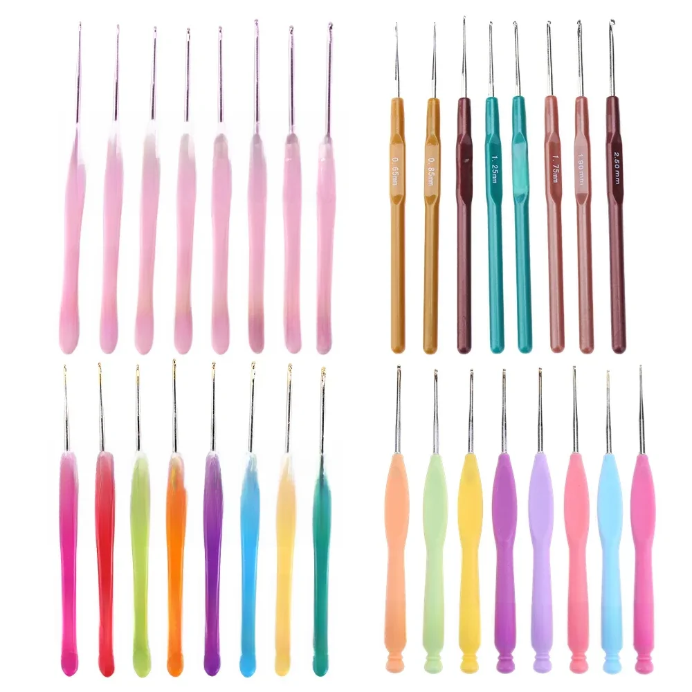 8 Stks/set Multicolor Plastic Handvat Aluminium Haaknaald Breinaald Set 1Mm-2.75Mm Garen Trui Weave Diy Craft Tool - afbeelding 2