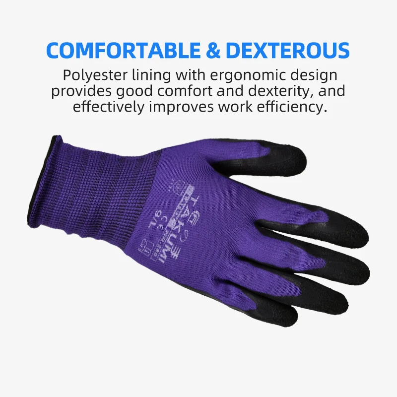 Wonder Grip 12 Pairs Gardening Work Gloves, 13G Polyester Lining Breathable, Crinkled Latex Palm Anti-slip Safety Gloves