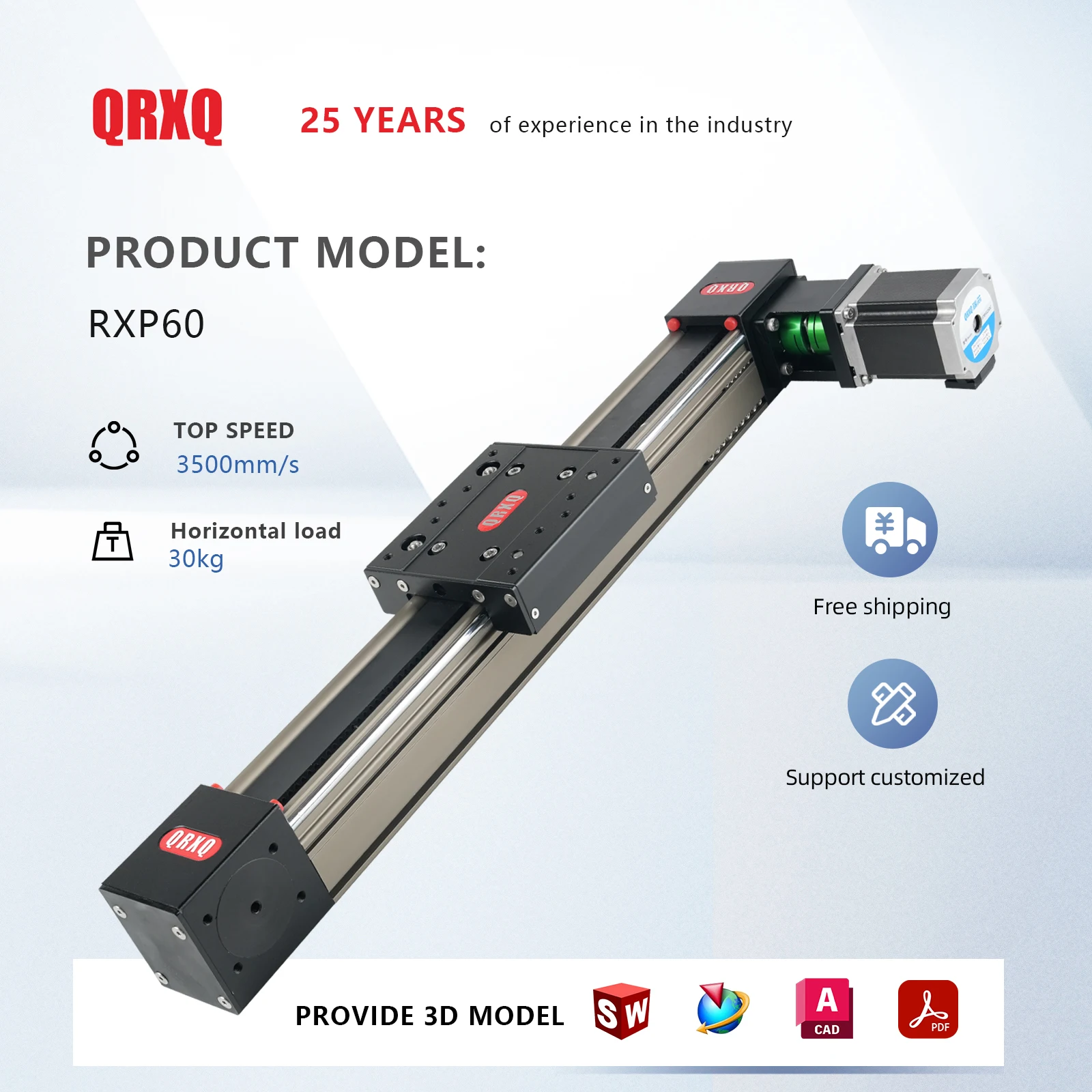 QRXQ RXP60 Durable Linear Motion 700mm 800mm 900mm Guide Rail Slide for DIY CNC Machines and Automation Equipment