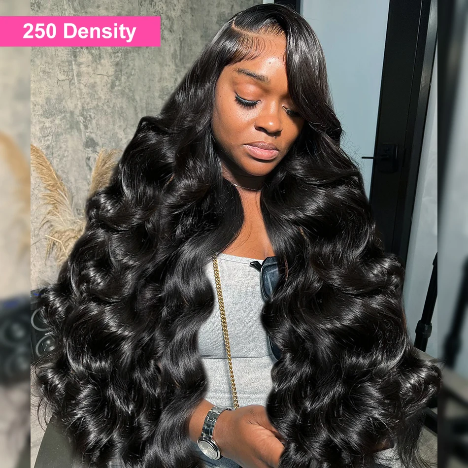 250 Density 13x6 13x4 HD Transparent Body Wave Lace Front Wig Human Hair Brazilian 30 40 Inch 360 Lace Frontal Wigs For Women