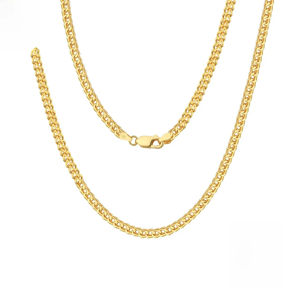 Orsa Juwelen Hip Hop 18 Karat Gold 2,5mm Franco Kette Halskette für Männer Mode Sterling Silber