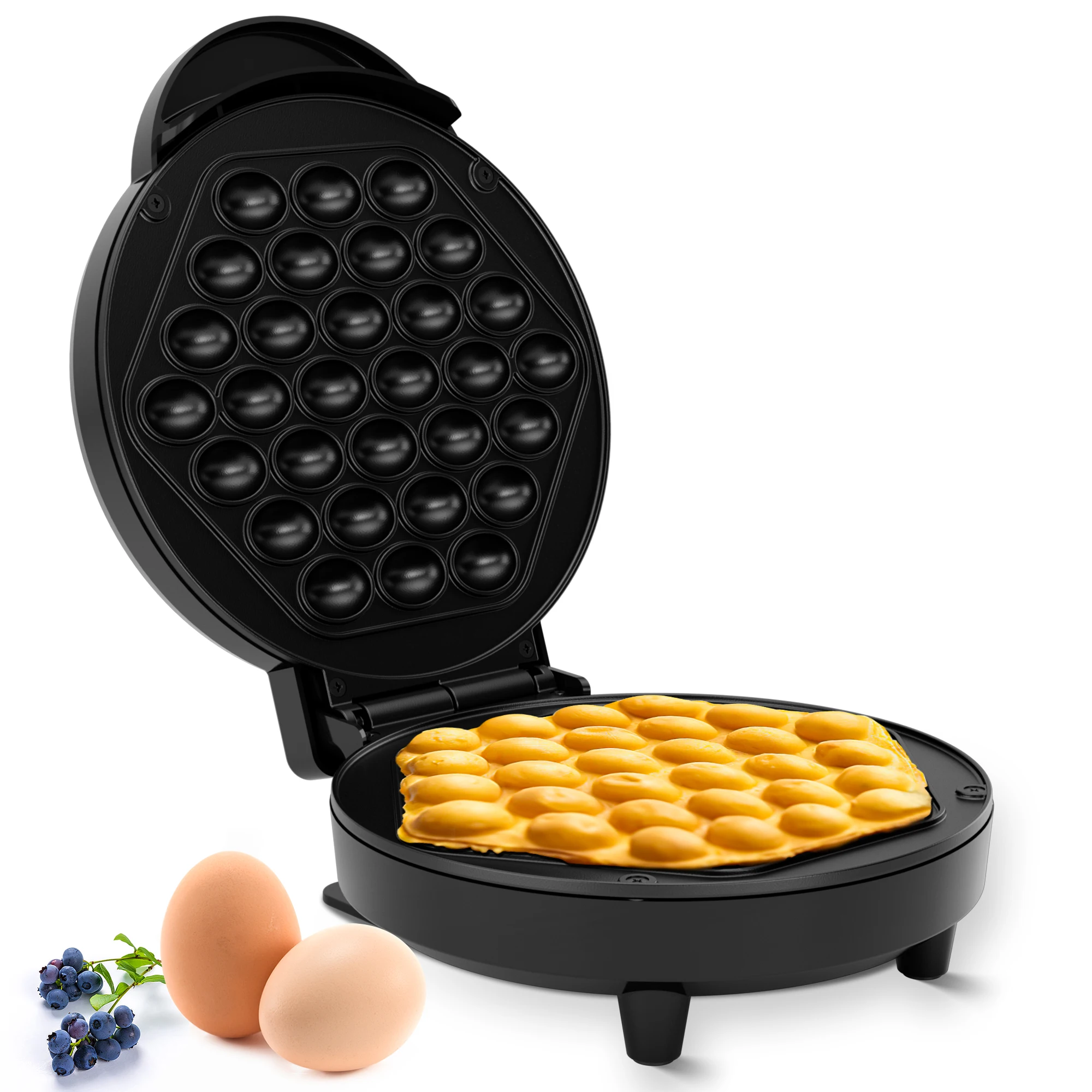 Waffle elettrico a bolle Efficiente macchina per waffle elettrica a bolle da 1000 W, piastra antiaderente da 7 pollici pronta sotto i 5 minuti