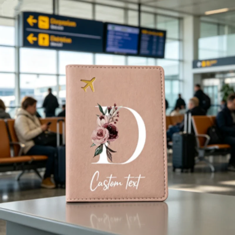 Porte-passeport personnalisé avec nom et initiales - Personnalisation du nom/initiales/numéro, Étui pour documents de voyage