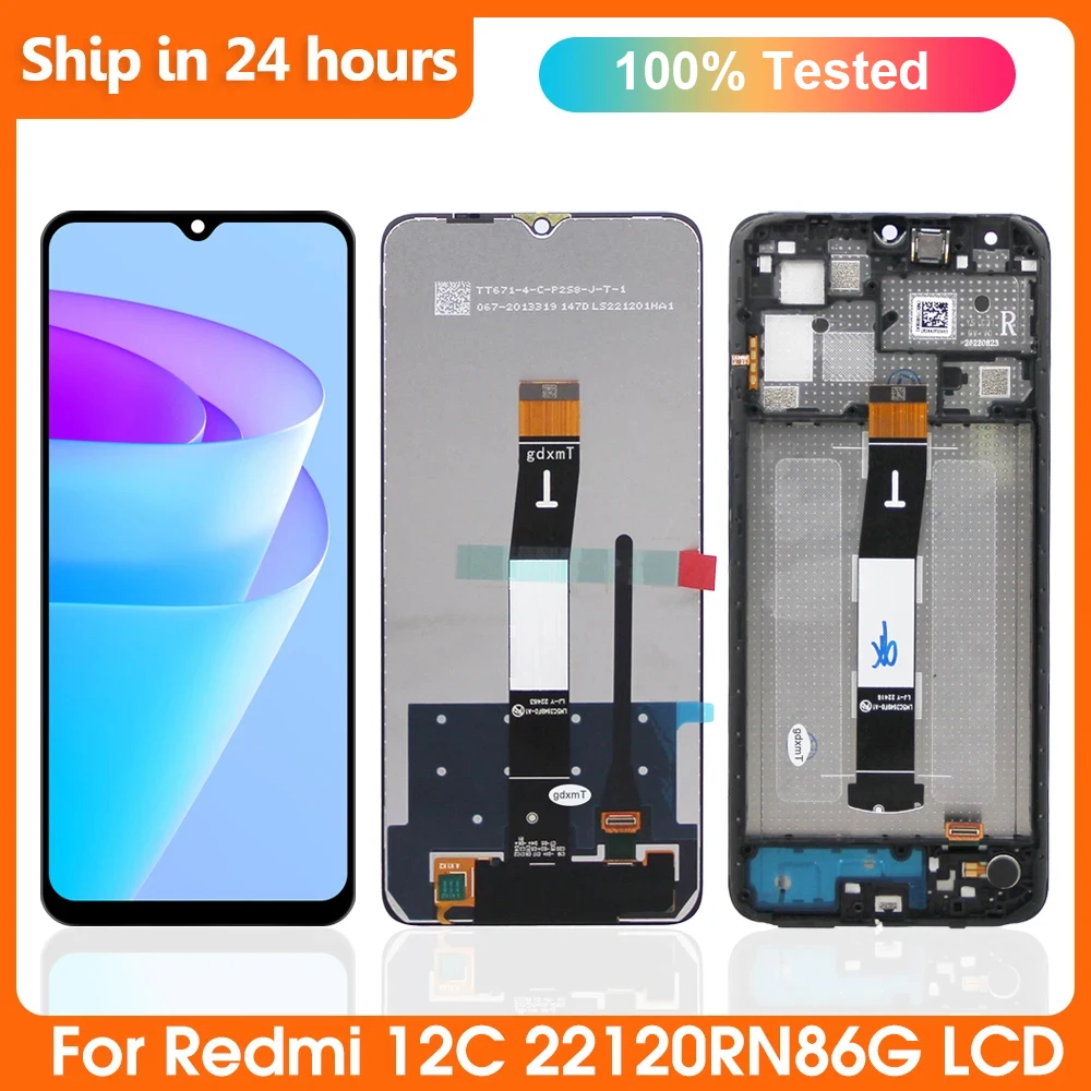 100% Test For Redmi 12C LCD Display with Frame 22120RN86G Touch Screen Digitizer Asembly 6.71