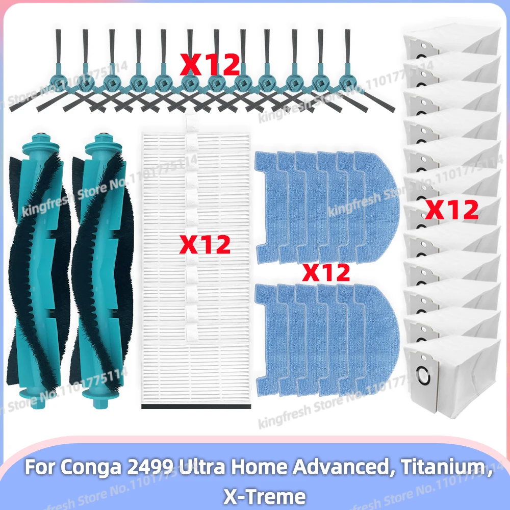 Fit For Conga 2499 Ultra Home Advanced / Titanium / X-Treme, Atvel R80 Base Parts Roller Brush Hepa Filter Mop Cloth Dust Bag