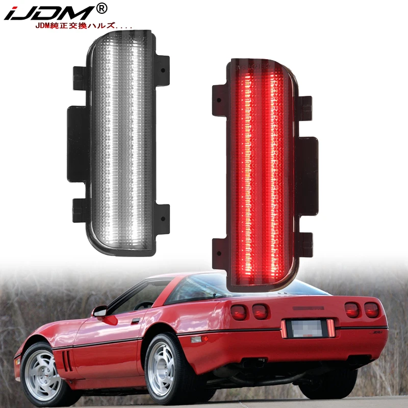 For Chevrolet Corvette C4 white Rear Tailgate Reverse Backup Lights Assemblies Red Tail,Brake & Rear Fog Lamps 1984-1990