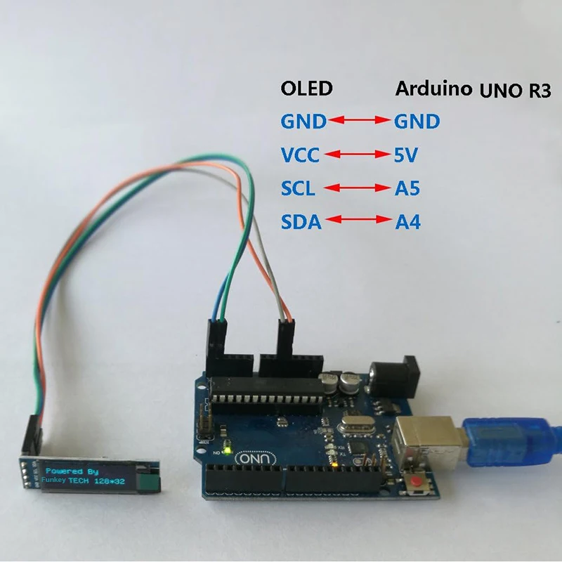 0.91 inch OLED Display Module I2C IIC Serial 0.91" 4pin 128X32 SSD1306 Blue/White LCD Screen for STM32/C51/Arduino/Raspberry Pi