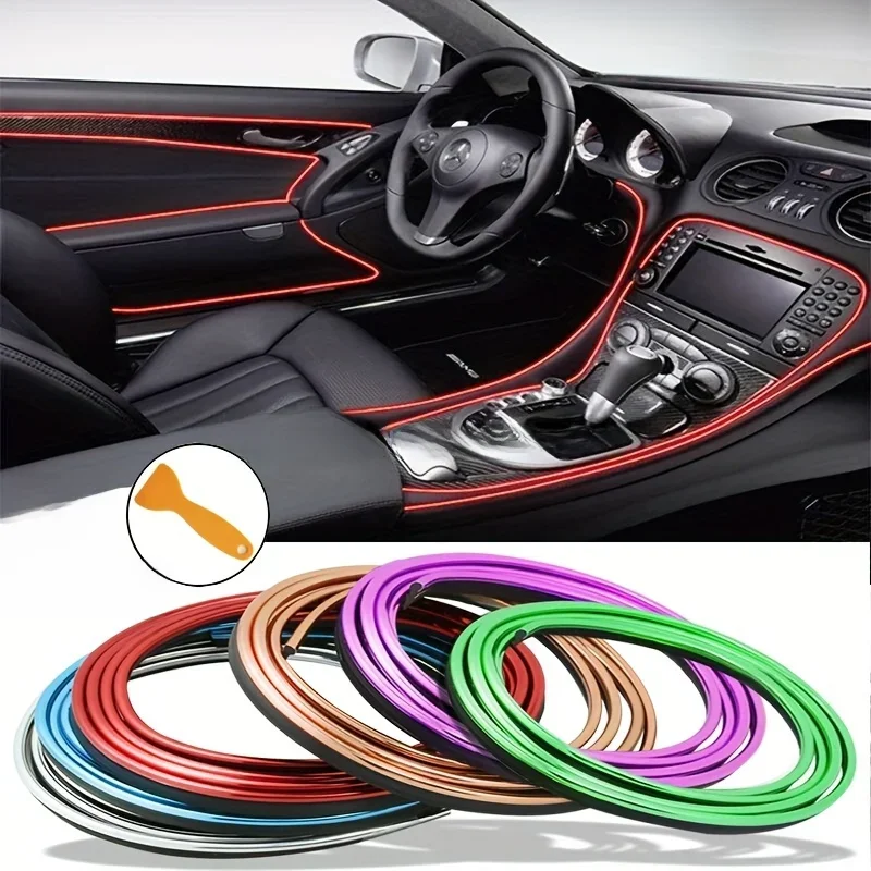 Car Decoration Flexible Strips Universal 5M Interior Auto Mouldings Car Cover Trim Dashboard Door Edgein Car Moulding styling