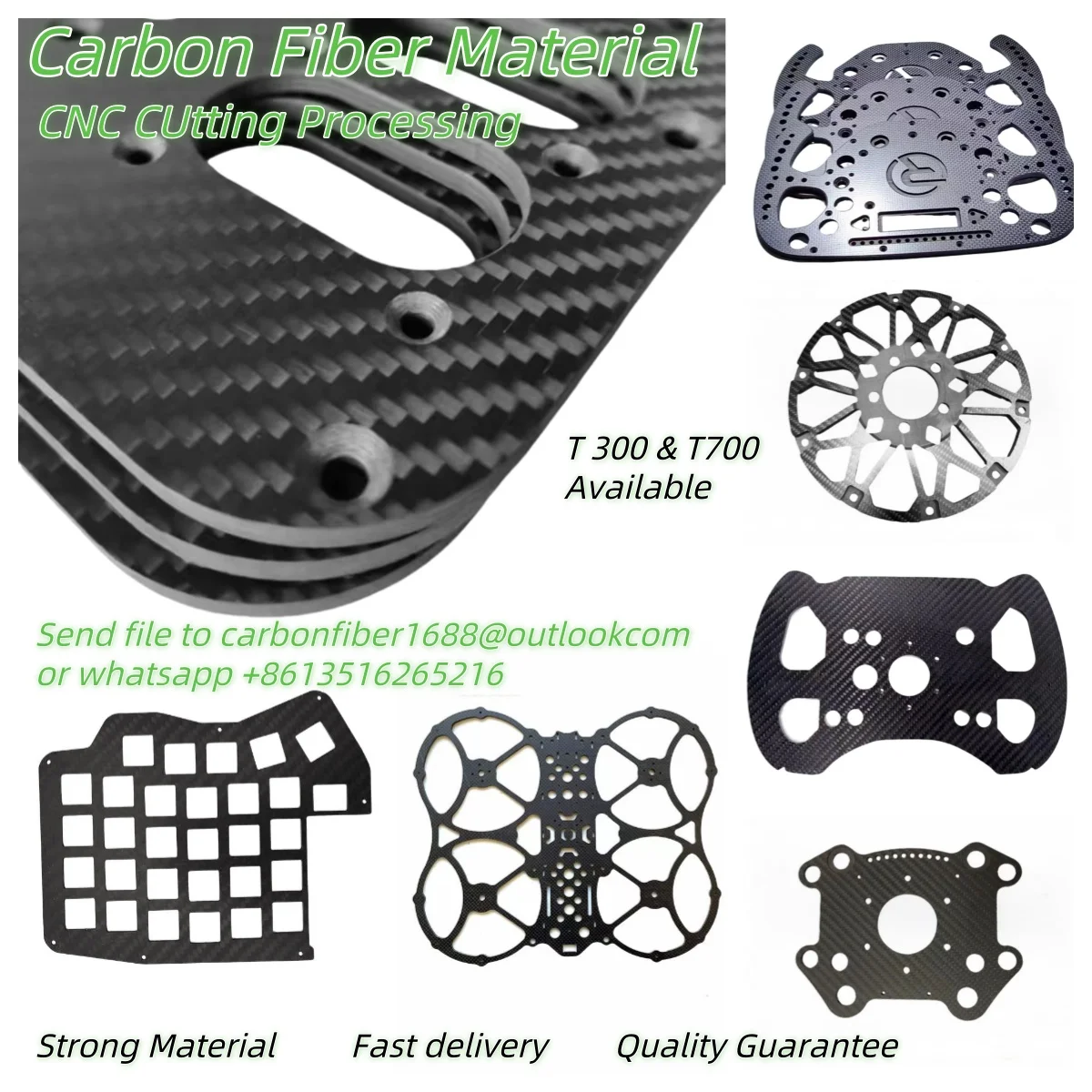 CNC Cutting Custom Service Carbon Fiber Panel Sheet Plate Carbon Board Process for RC Car FPV Parts Drone Arms Frame Parts