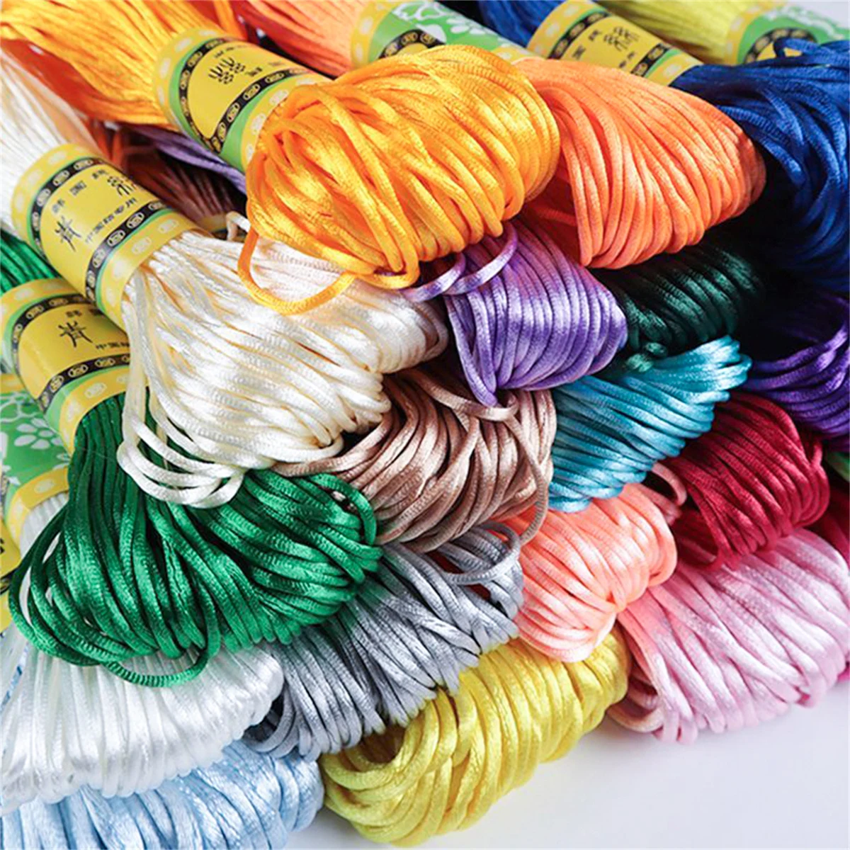 New 20m/Roll 2-2.5mm Chinese Knotted Threads Rope Rattail Satin Macrame Braided String Nylon Cord For Jewelry DIY Beading Thread