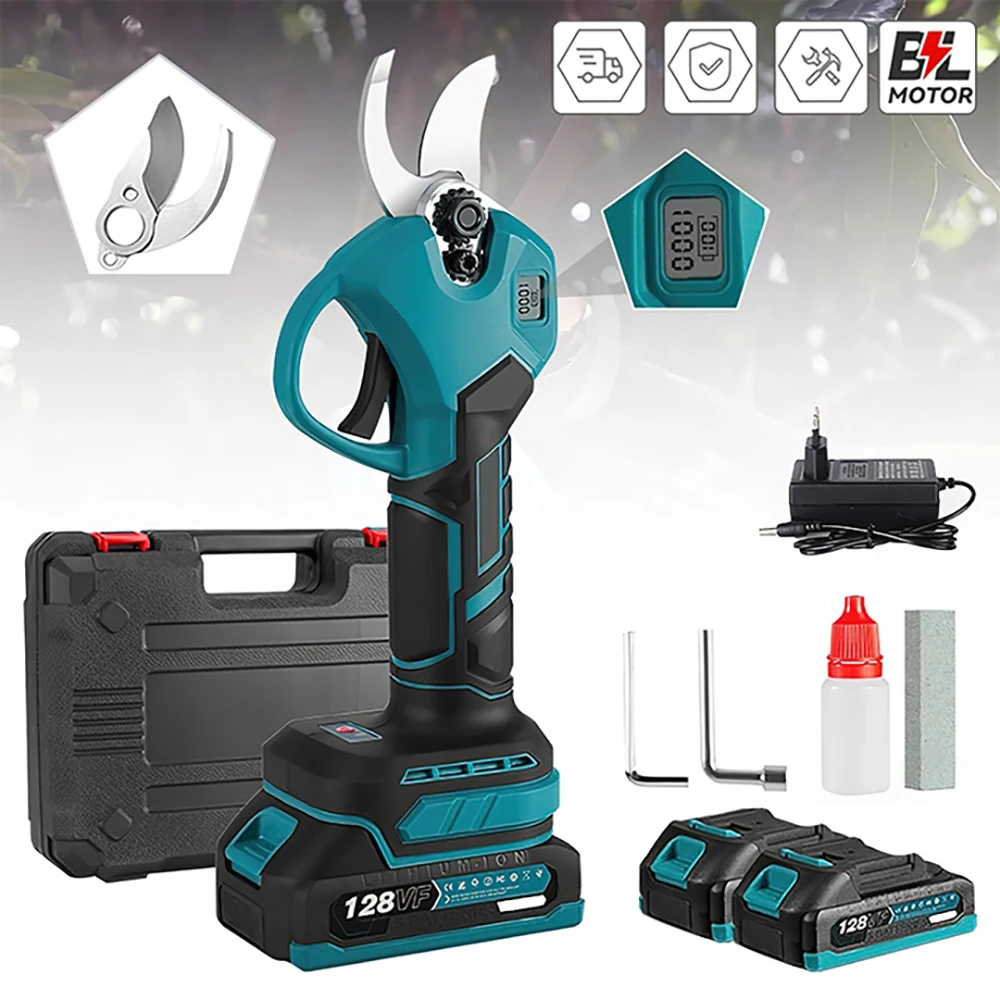 30mm Bürstenlose Elektrische Gartenschere 2-Gang Kabellose Astschere LCD-Display Baum-Bonsai-Trimmer für Makita 18V Akku