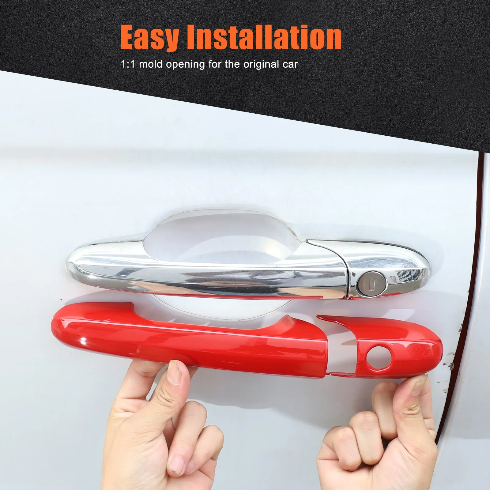 

ABS Carbon Style Car Exterior Door Grab Handle Cover For Fiat 500 Abarth 595 2007-2024 Door Grip Handle Protection Trim Kit