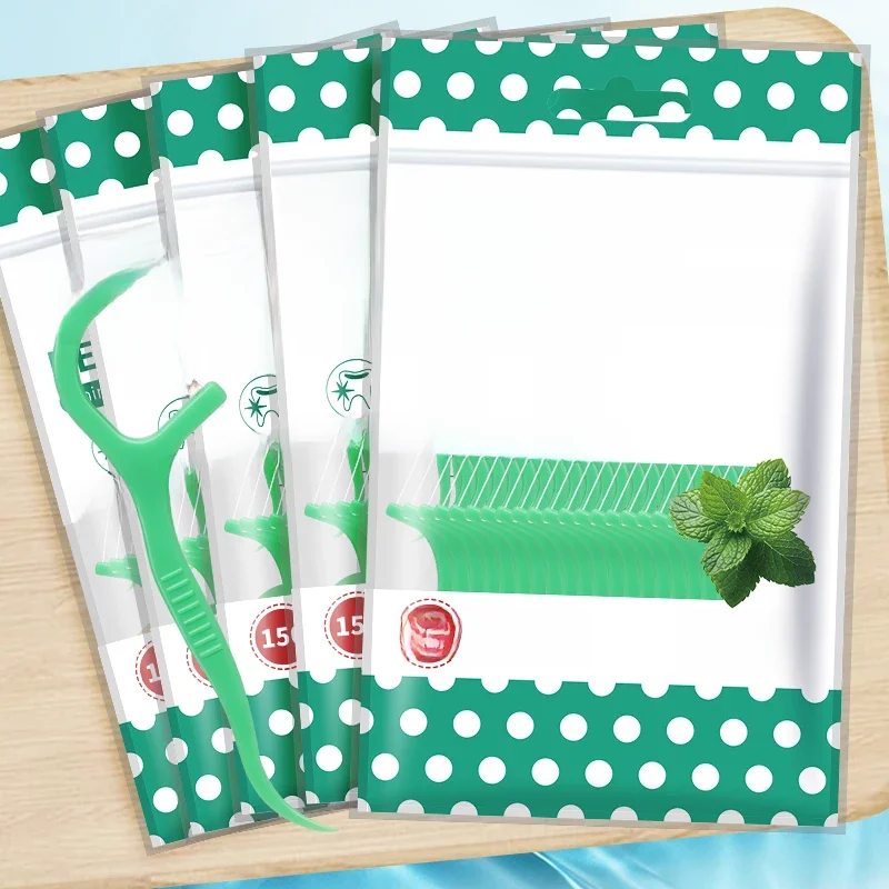 300/150/50pcs bâton de fil de menthe-bâton de nettoyage de fil jetable-cure-dents pour éliminer la Plaque et les résidus alimentaires-nettoyage buccal