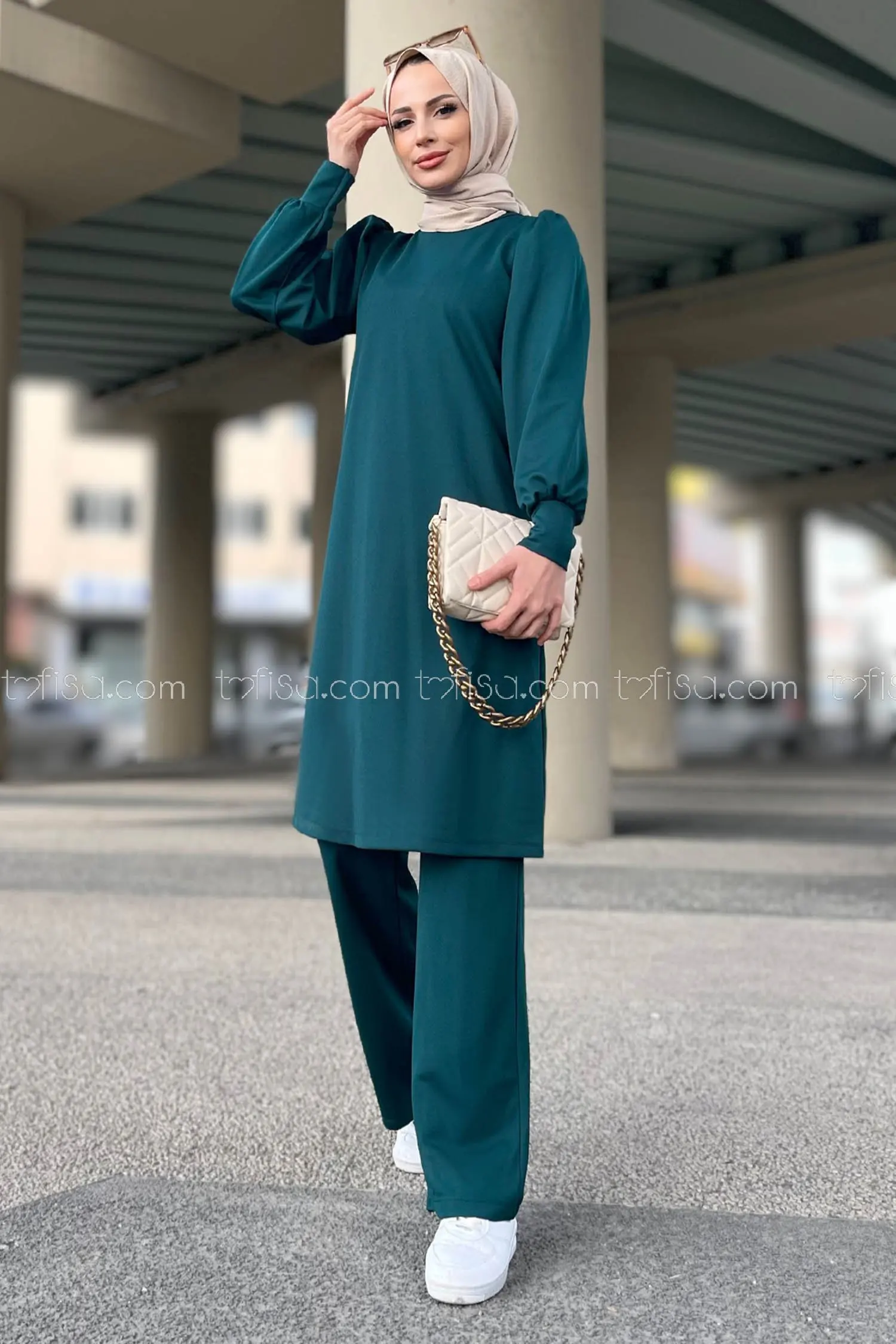 Tofisa-vestido longo muçulmano turco para mulheres, abaya, conjuntos de Turquia, hijab, túnica islâmica, Dubai Jilbab, moda, 2 peças, 11343