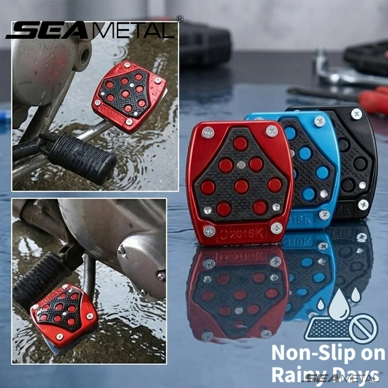 SEAMETAL Universal Motorcycle Antislip Brake Pedal Cover Solid Iron Enlarged Non-Slip Design Durable & Wear Resistant Foot Pegs