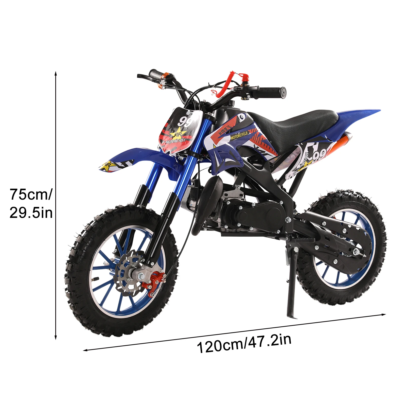Dwusuwowy motor terenowy dziecięcy o pojemności 49 cm3, motocykl napędzany gazem, Mini motocykl terenowy, kieszonkowy Motocross górski, maksymalna prędkość 25 mil na godzinę