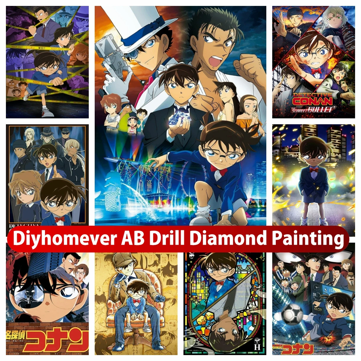 Detective Conan AB Diamond Painting Japan Anime Full Drill Square Round Cross Stitch Embroidery Rhinestones Pictures Home Decor