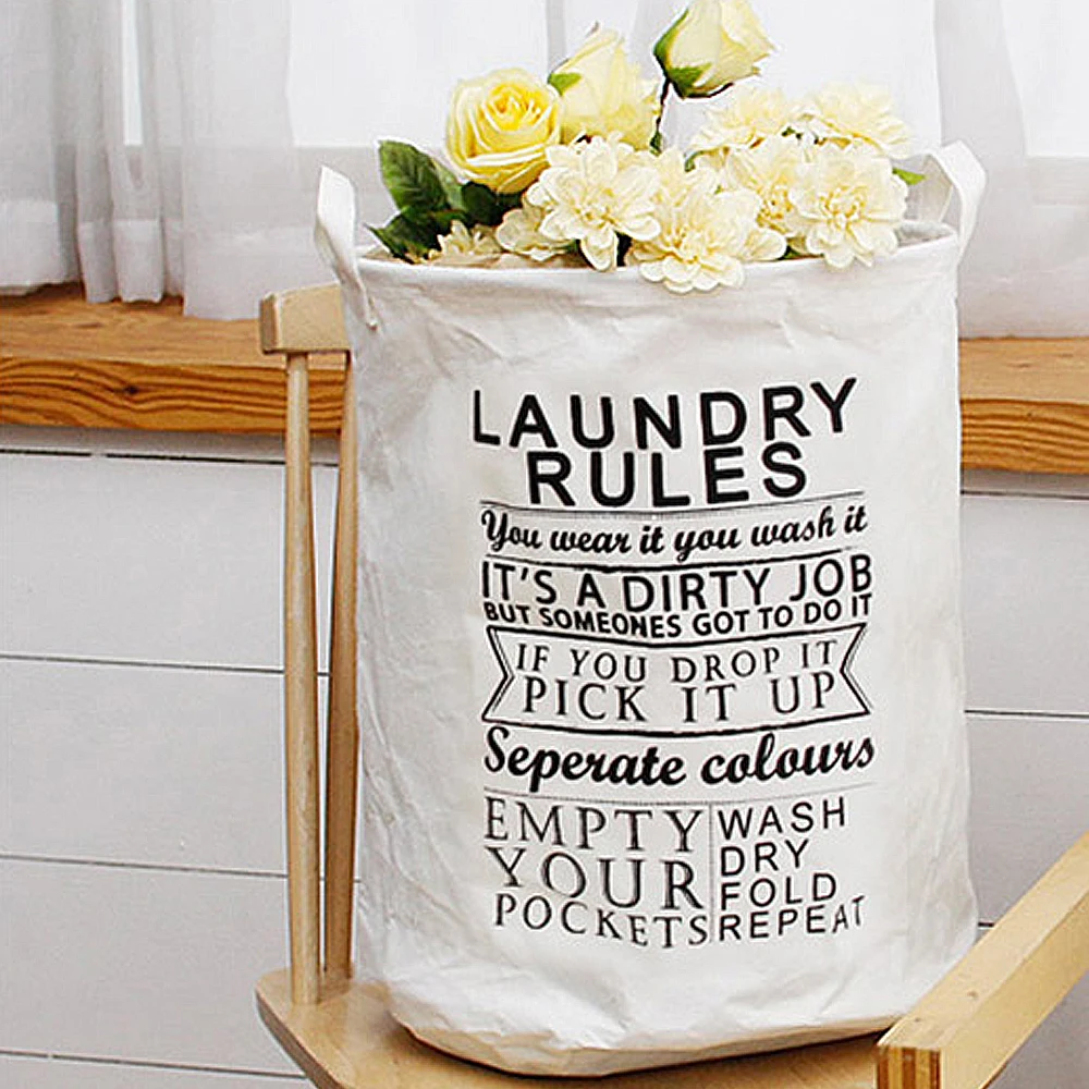 Laundry basket canvas circular white/laundry basket linen basket